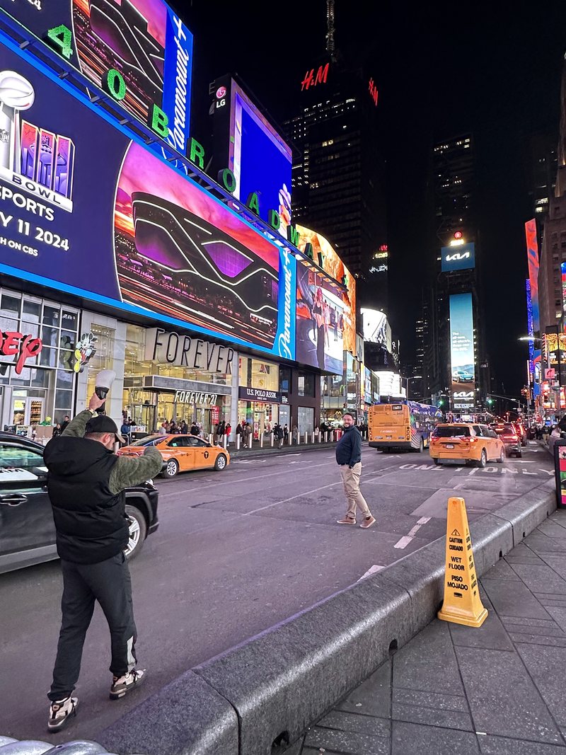 Behind the scenes of the Times Square photoshoot